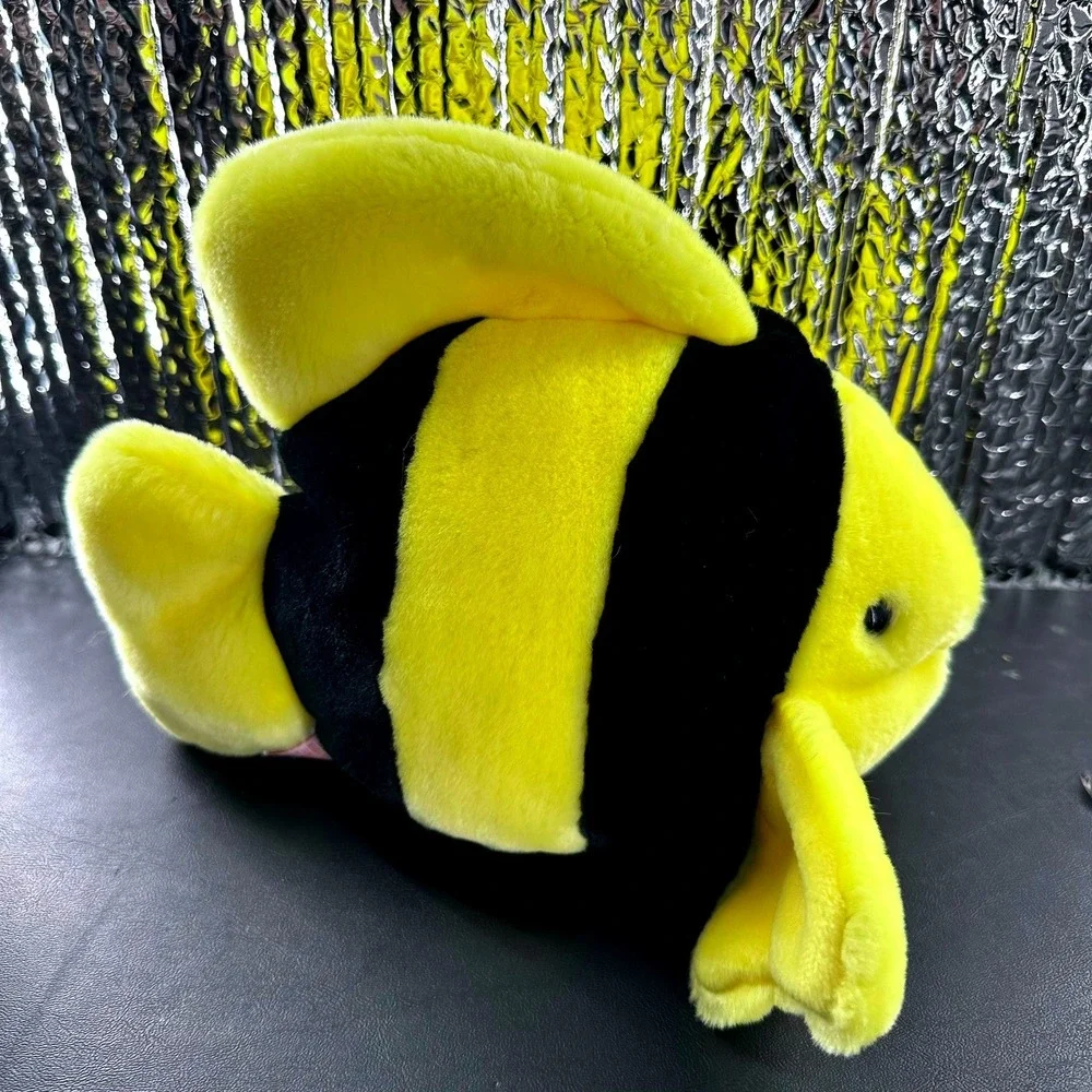 Ty Beanie Baby Bubbles Fish‎ 8in Yellow Black 1998 Retired Plush Toy